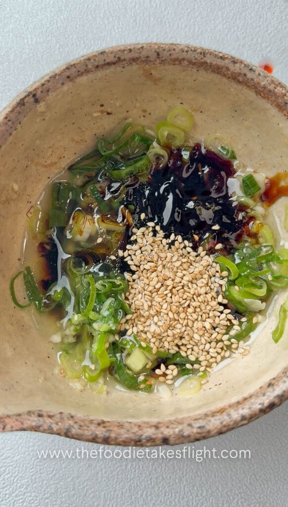 Mixing the ingredients to make the All-around dipping sauce