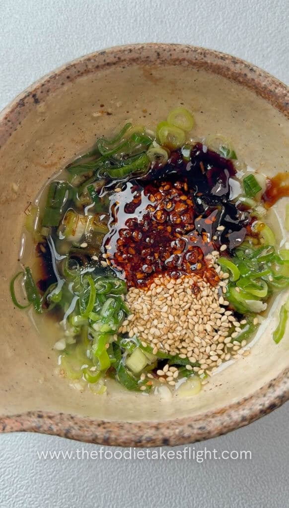 Mixing the ingredients to make the All-around dipping sauce