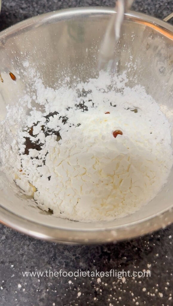 mixing together the gravy ingredients in a bowl