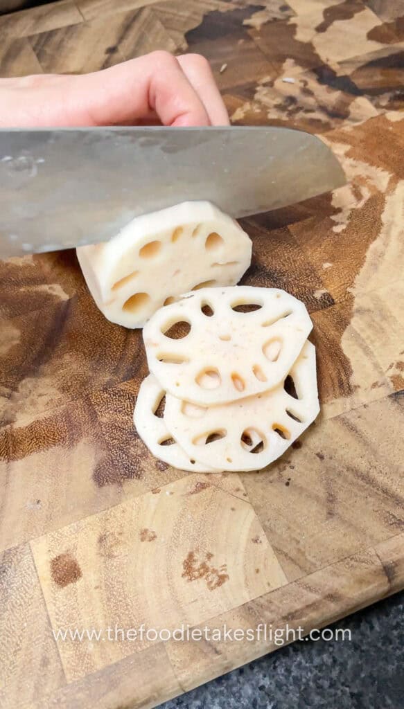 slicing lotus root