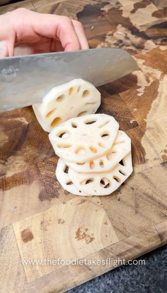 slicing lotus root