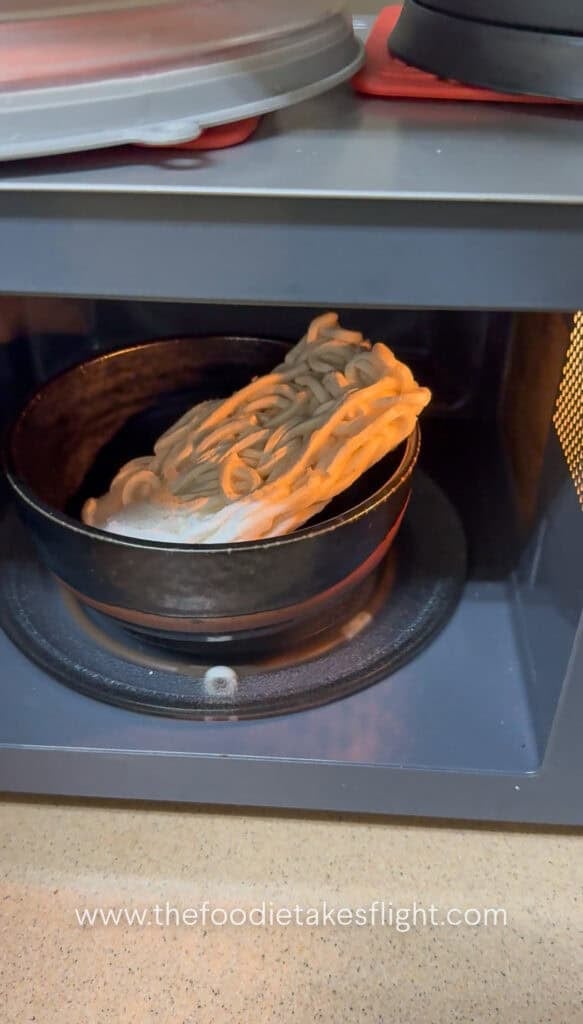 frozen sanuki udon in a heat proof bowl