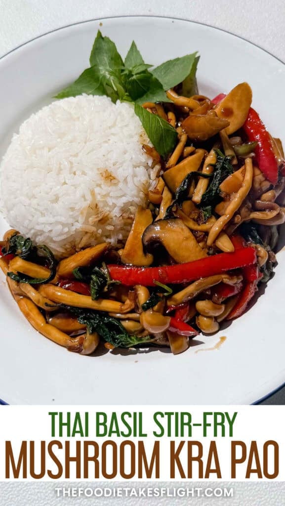 mushroom kra pao with Thai basil