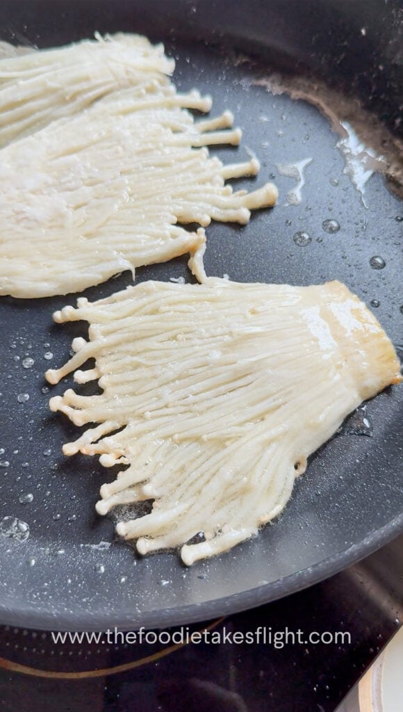 pan fried crispy enoki mushrooms