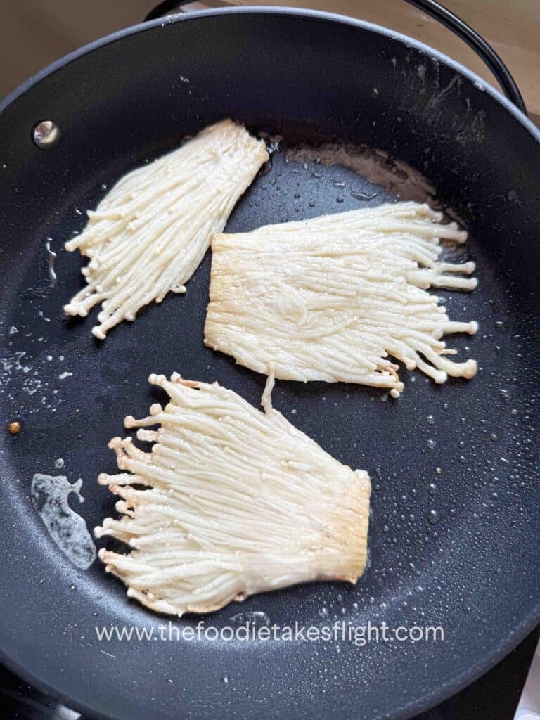 pan fried enoki mushrooms