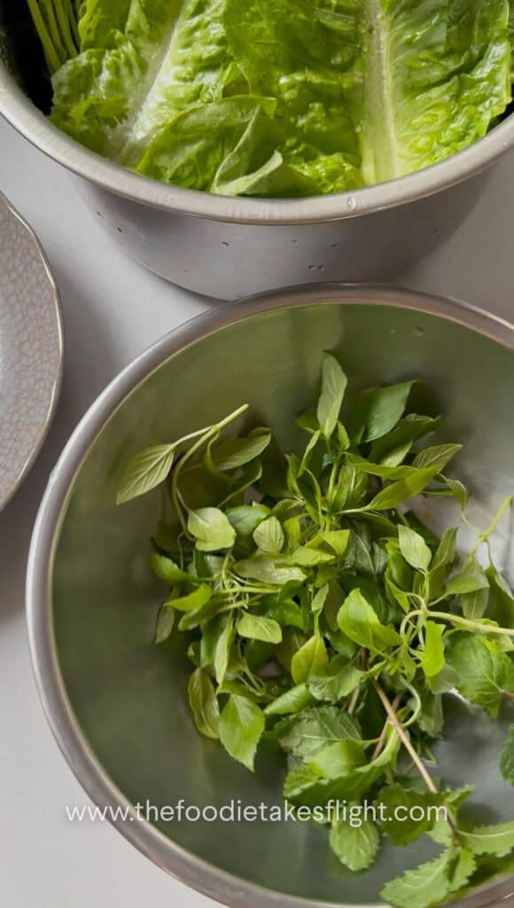 fresh herbs mint, c cilantro, Thai basil