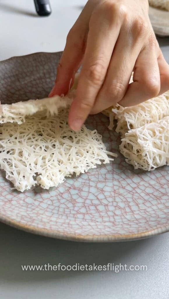 rehydrated banh hoi rice vermicelli rolls
