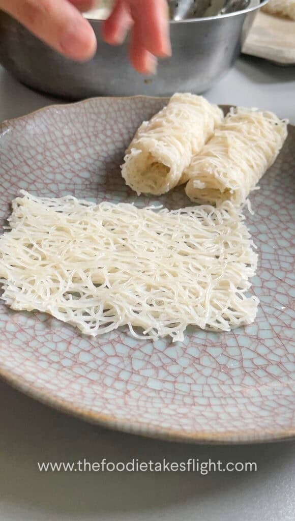 rehydrated banh hoi rice vermicelli rolls
