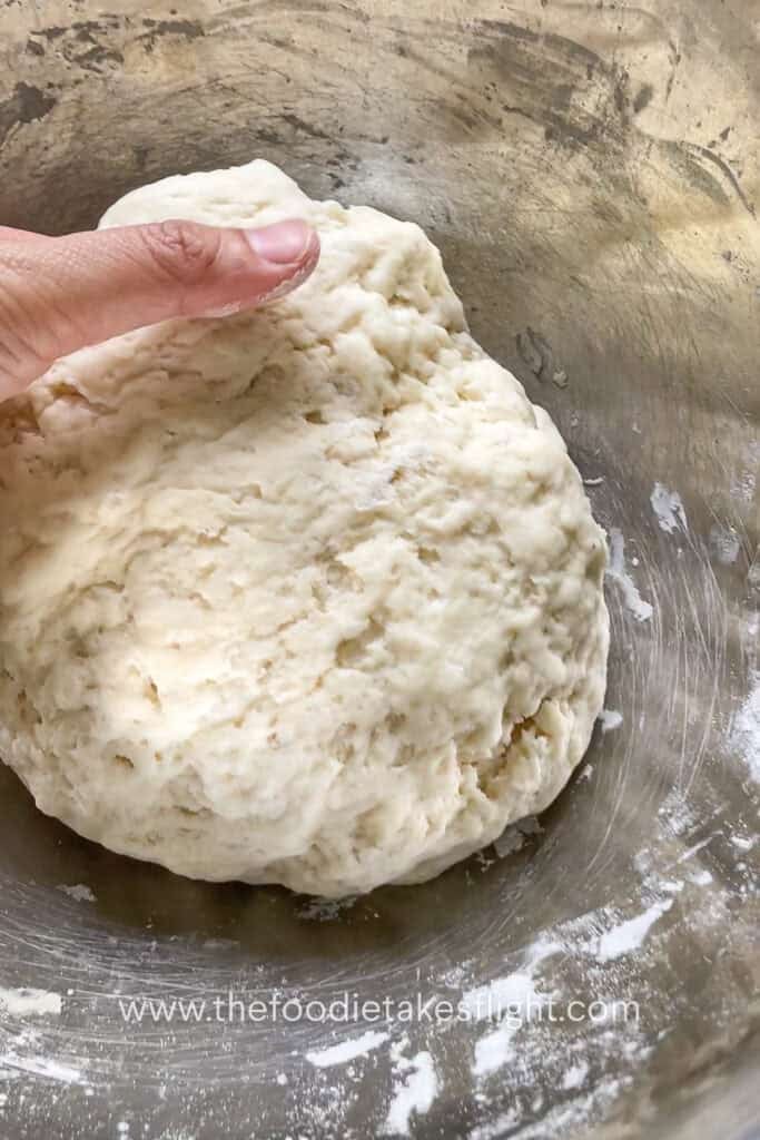 Pita dough after rising until doubled in size