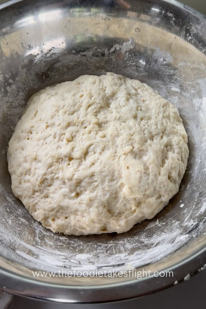 Pita dough after rising until doubled in size
