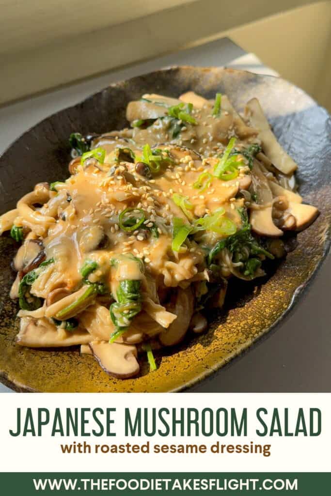 Japanese warm mushroom salad with roasted sesame dressing
