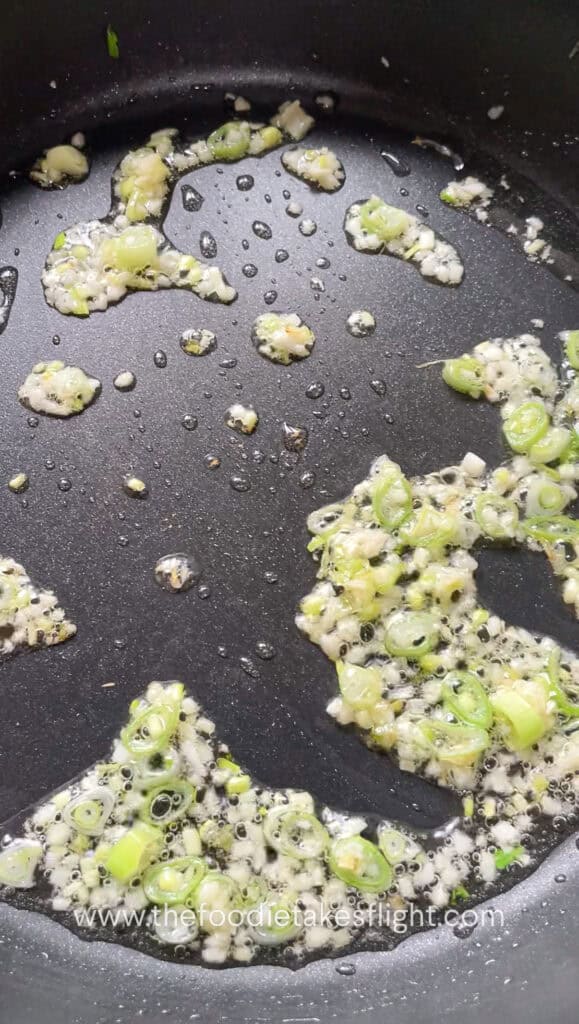 aromatics cooking down in a oil