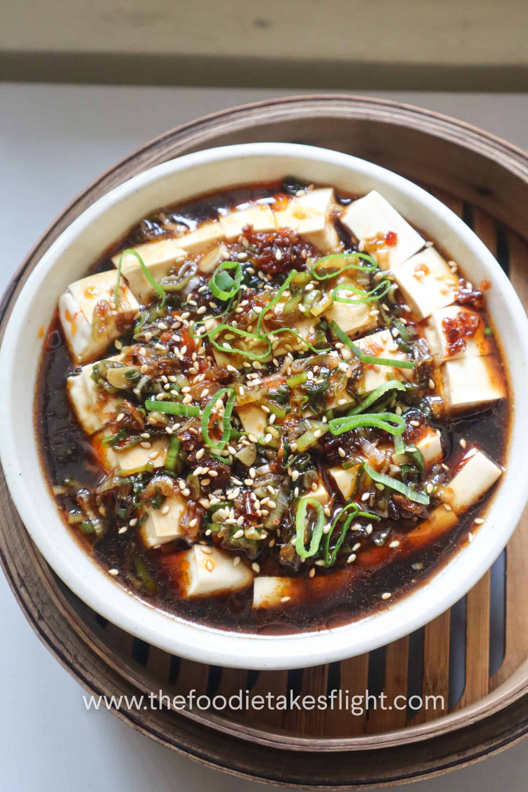 Easy Steamed Silken Tofu with Ginger Scallion Sauce